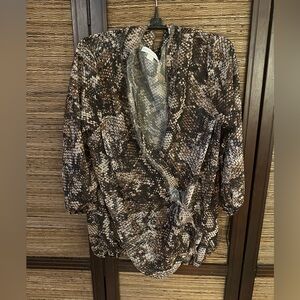 New York & Company Brown Snake Print Blouse